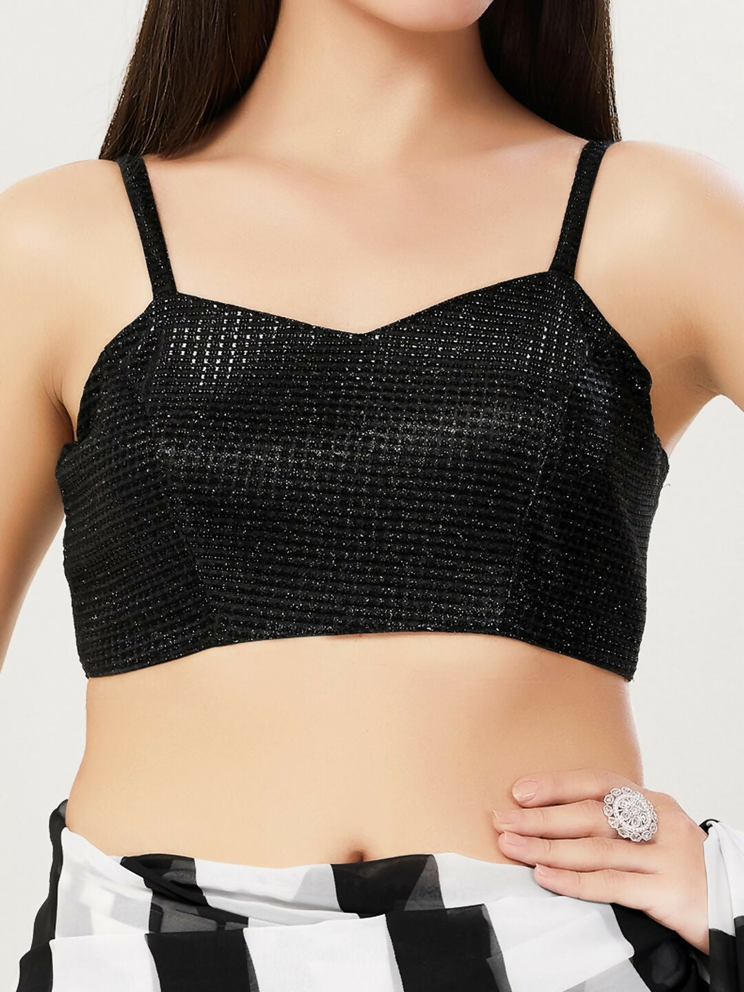 Joban Fashion Women Polyester Black Stitched Blouse - Distacart