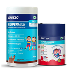 Thumbnail for Gritzo SuperMilk Overall Growth (2-6y Boy & Girl) (Double Chocolate) with Super Gummies (Strawberry) - Distacart