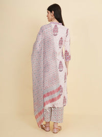 Thumbnail for Designer Stylish White Cotton Stitched Suit With Dupatta - Tanisha - Distacart