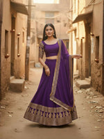 Thumbnail for Lehenga Mart Designer Indian Wedding Lehenga Choli-Purple - Distacart