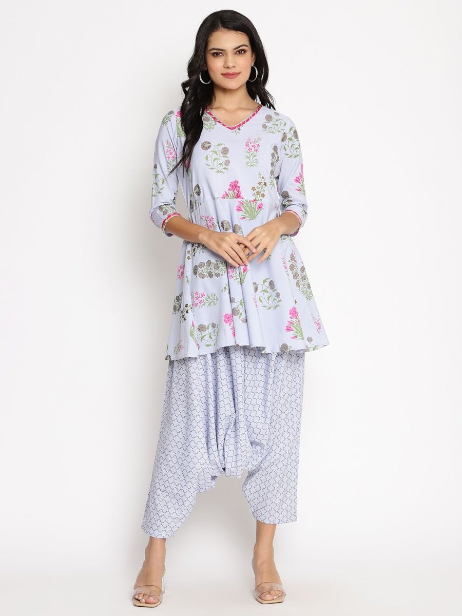 Ahalyaa Crepe Printed Top With Harem Pant