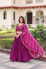 Thumbnail for Prazu Fashion Purple Fendy Silk With Heavy Sequins & Thread Embroidered Lehenga Choli - Distacart