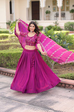 Thumbnail for Prazu Fashion Purple Fendy Silk With Heavy Sequins & Thread Embroidered Lehenga Choli - Distacart