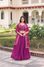 Thumbnail for Prazu Fashion Purple Fendy Silk With Heavy Sequins & Thread Embroidered Lehenga Choli - Distacart