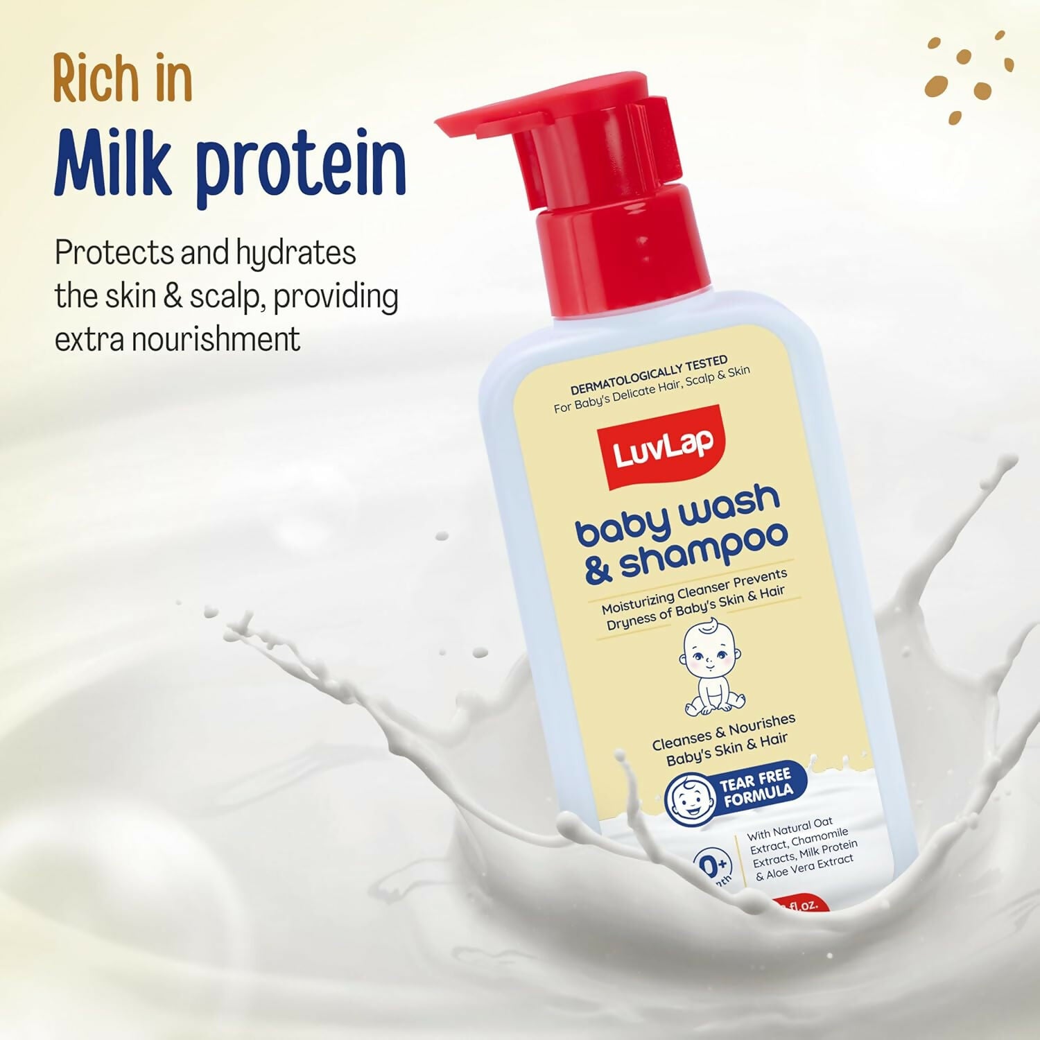 LuvLap Baby Wash & Shampoo with Chamomile, Milk Protein, Oatmeal & Shea Butter - Distacart