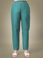 Thumbnail for Jyoti Fashion Women's Teal Cotton Blend Embroidery & Sequence work Kurta with Trouser & Dupatta - Distacart
