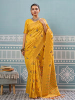 Thumbnail for Astita Yellow Silk Saree