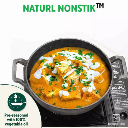 The Indus Valley CASTrong Cast Iron Kadai, Pre-seasoned, Nonstick, 100% Pure, Toxin-free, Induction, 21/25cm, 1.7L/3.3kg - Distacart