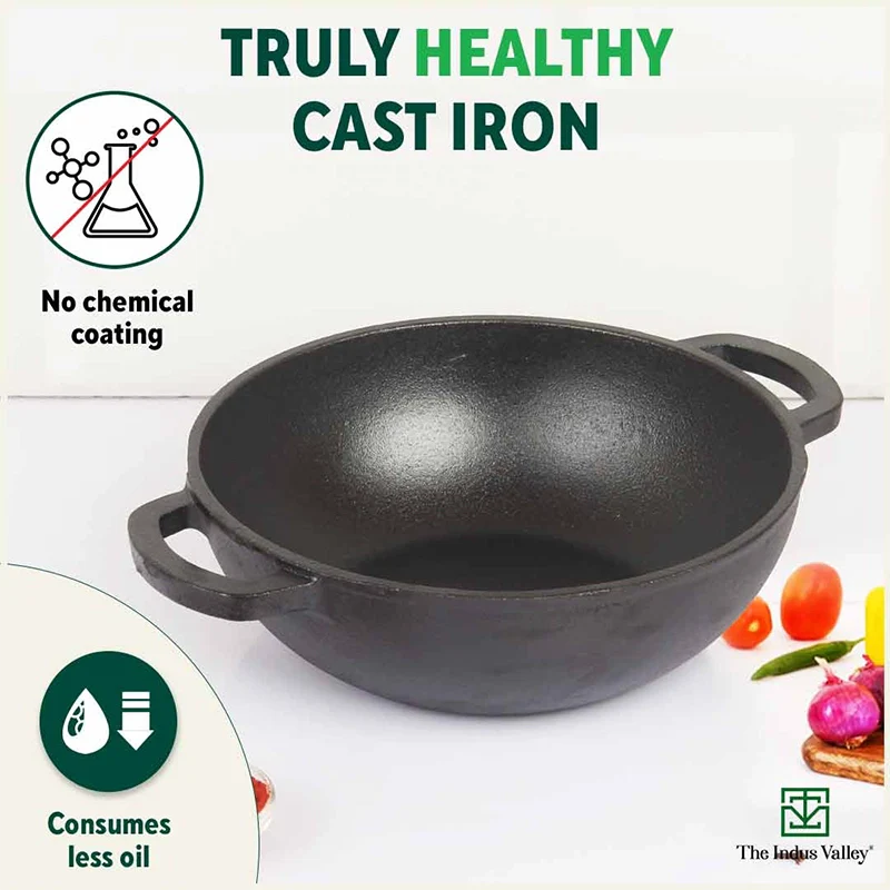 The Indus Valley CASTrong Cast Iron Cookware Set: Tawa+ Kadai, Kitchen Set for Home, Pre-seasoned, 100% Pure, Toxin-free, Induction, Tadka Pan