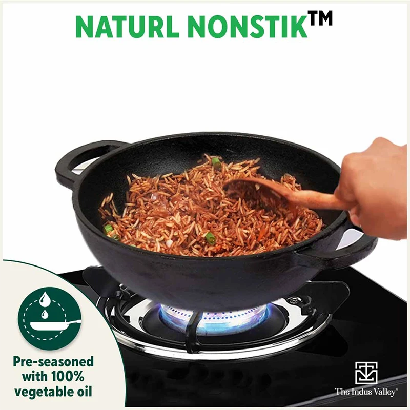 The Indus Valley CASTrong Cast Iron Cookware Set: Tawa+ Kadai, Kitchen Set for Home, Pre-seasoned, 100% Pure, Toxin-free, Induction, Tadka Pan