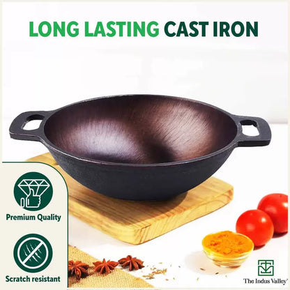 The Indus Valley Super Smooth Cast Iron Set: Kadai+ Tawa+ Frypan, Kitchen set for Home, Nonstick, 100% Pure, Toxin-free, Tadka Pan - Distacart
