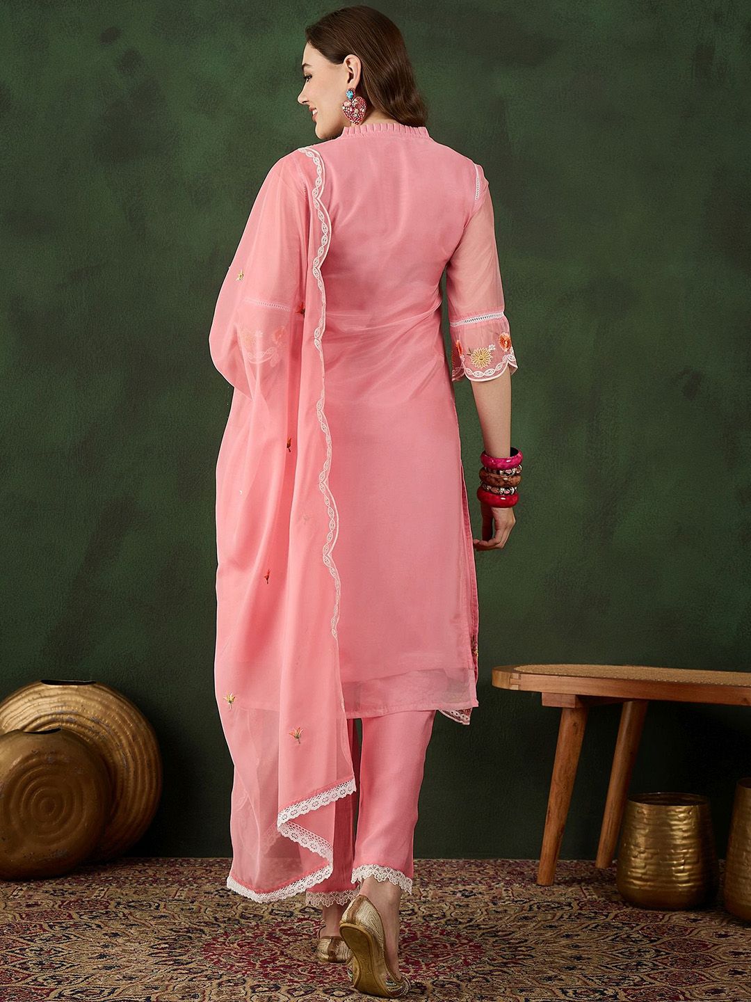 Sangria Embroidered Kurta & Trouser With Dupatta