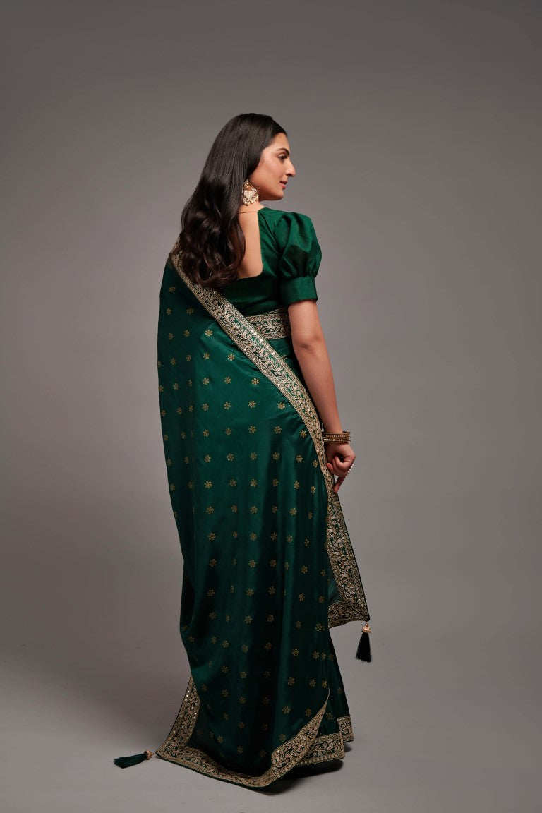 Teeya Creation Green Color Chinon Silk Saree - Distacart