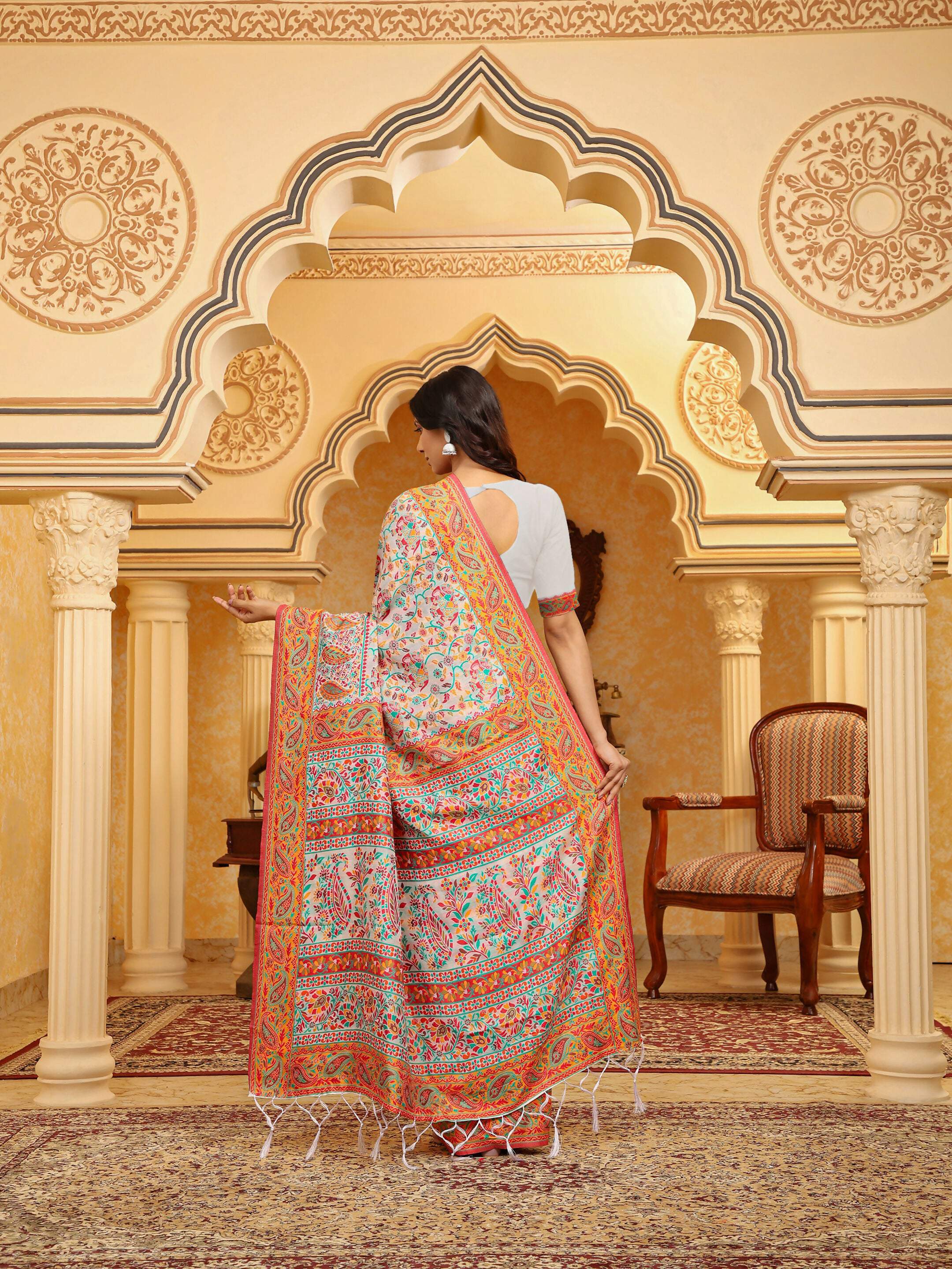Astita Linen Cotton(Woven Work) Multicolour Saree