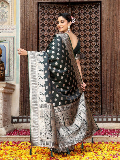 Shree Shyam Fashion Green Silk Saree - Distacart