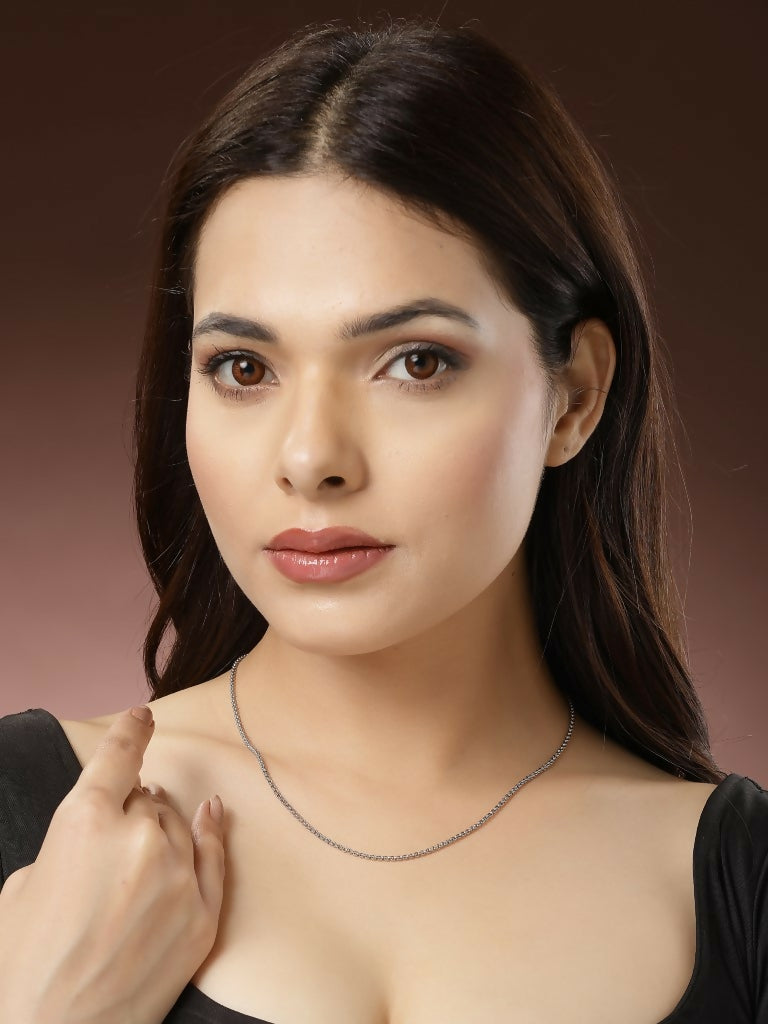 NVR Women's Silver-Toned German Silver Oxidised Chain - Distacart