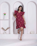 Thumbnail for Miravan Women Empire Waist Maroon Mini Length Dress - Dista