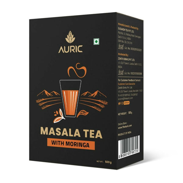 Auric Kadak Moringa Masala Tea - Black Tea from Assam & Darjeeling with Real Spices (Cardamom, Ginger, Black Pepper) - Distacart