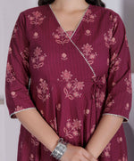 Thumbnail for Miravan Womens Maroon Floral Printed Angrakha Style Kurta - Dista