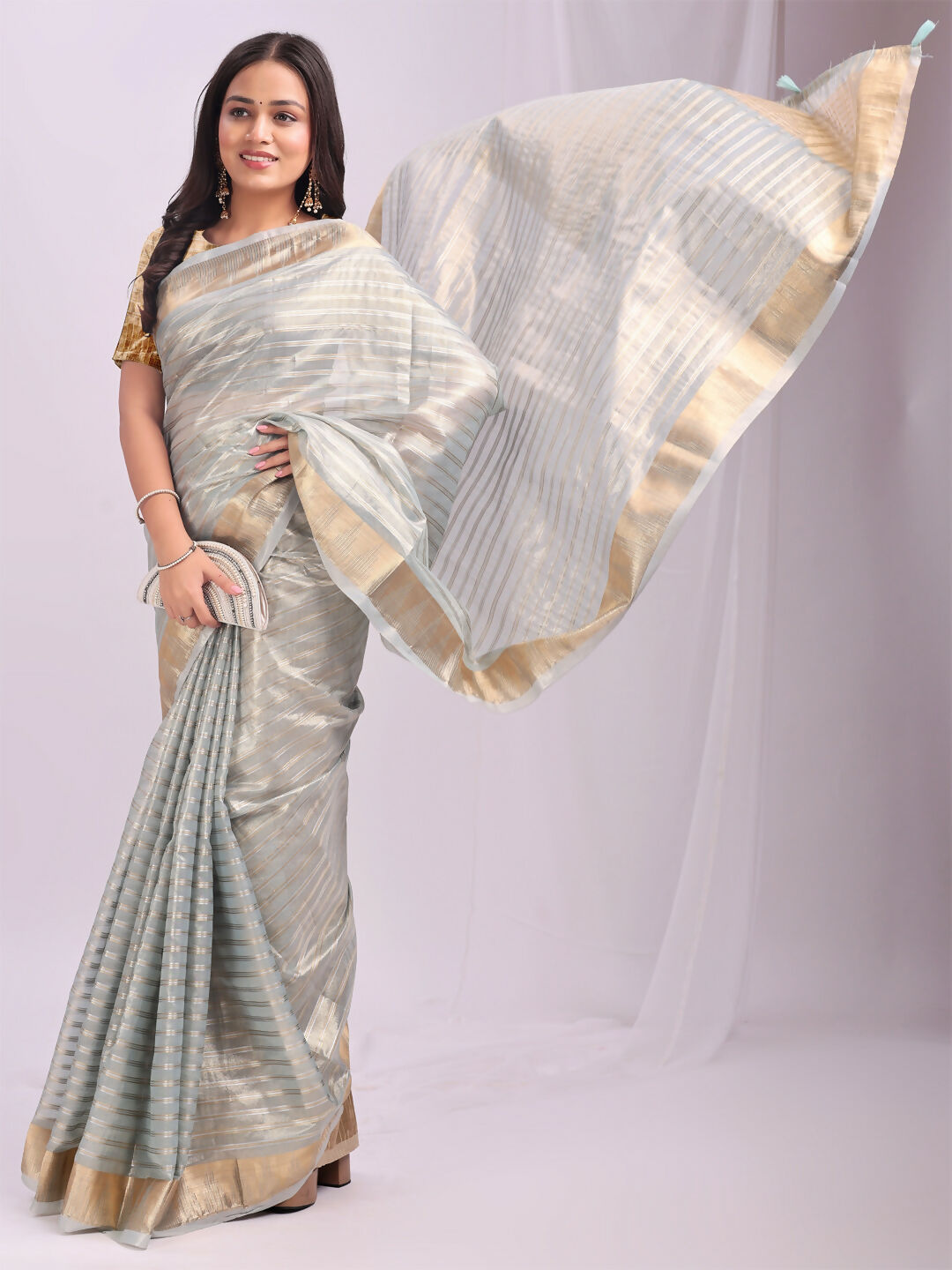 Astita Organza Sky Blue Saree