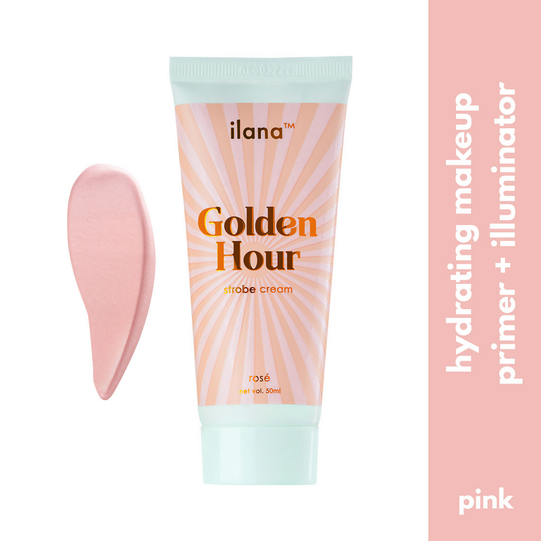 Ilana Golden Hour Shimmering Makeup Primer + Strobe Cream - Rose - Distacart