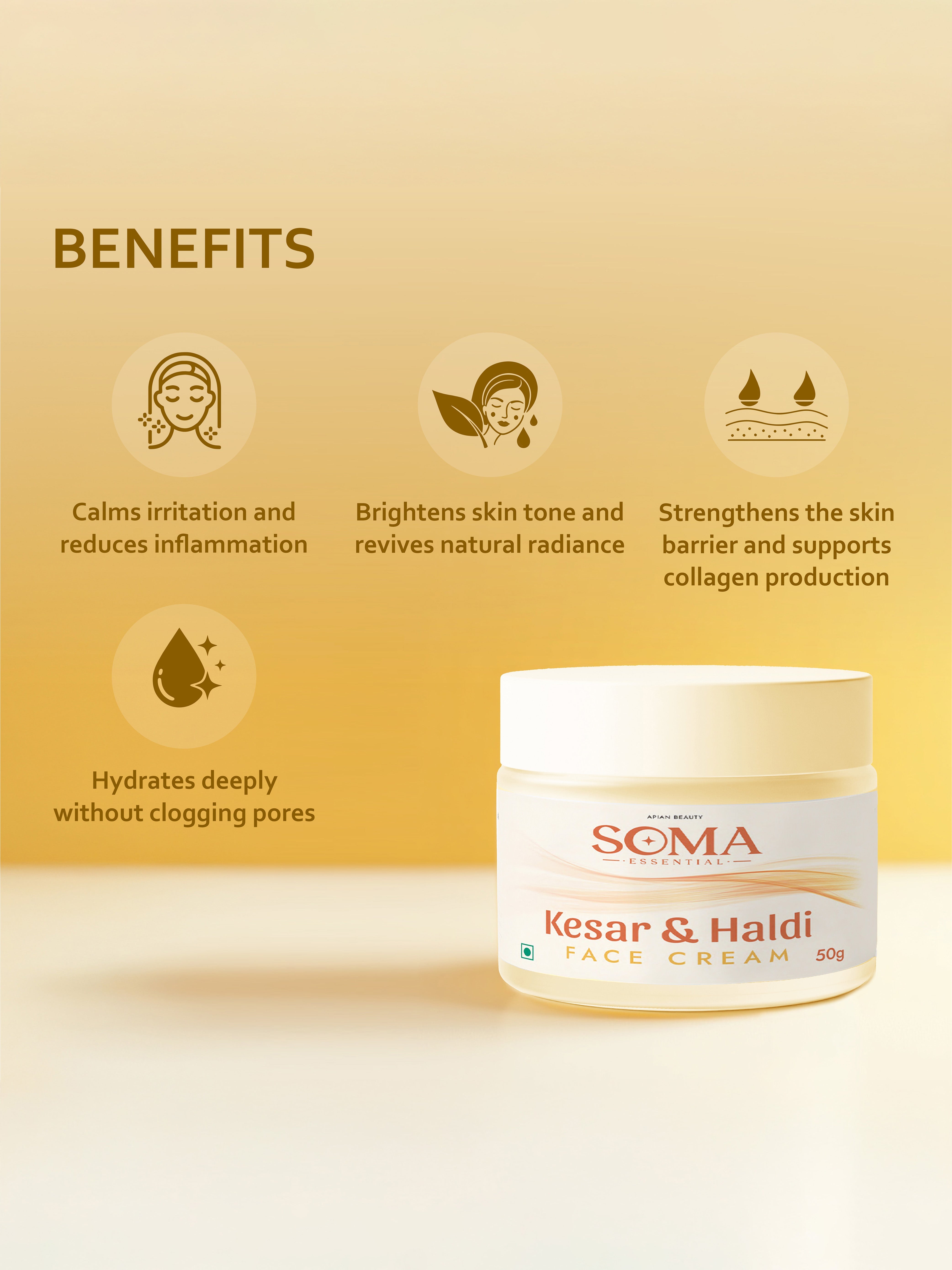 Soma Essential Barrier Protection Day Cream With Beeswax, Haldi And Kesar