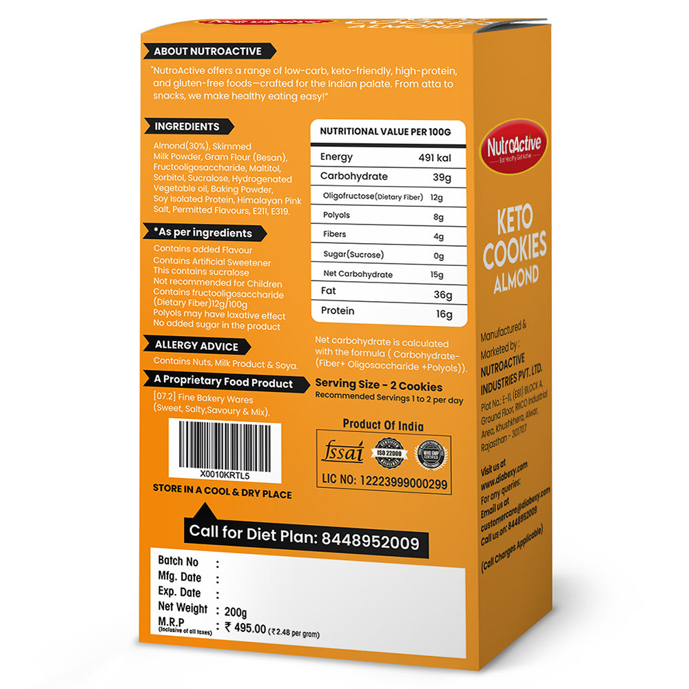 NutroActive Keto Almond Cookies - Distacart