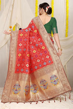 Thumbnail for Jyoti Fashion Women's Red Patola Silk Zari Woven Saree with Blouse - Distacart