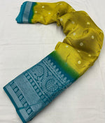 Thumbnail for Yellow Jute Silk Ethnic Motifs Saree with Unstitched Blouse - A2M