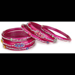 Thumbnail for Afast Bridal Wedding & Party Fashionable Colorful Glass Bangle/Kada Set, Pack Of 12 - Maroon, Pink - Distacart