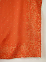 Thumbnail for The52 Orange Women's Gorgeous Embroidered Chinon Fabric Flared Kurta Pant and Dupatta Set - Distacart