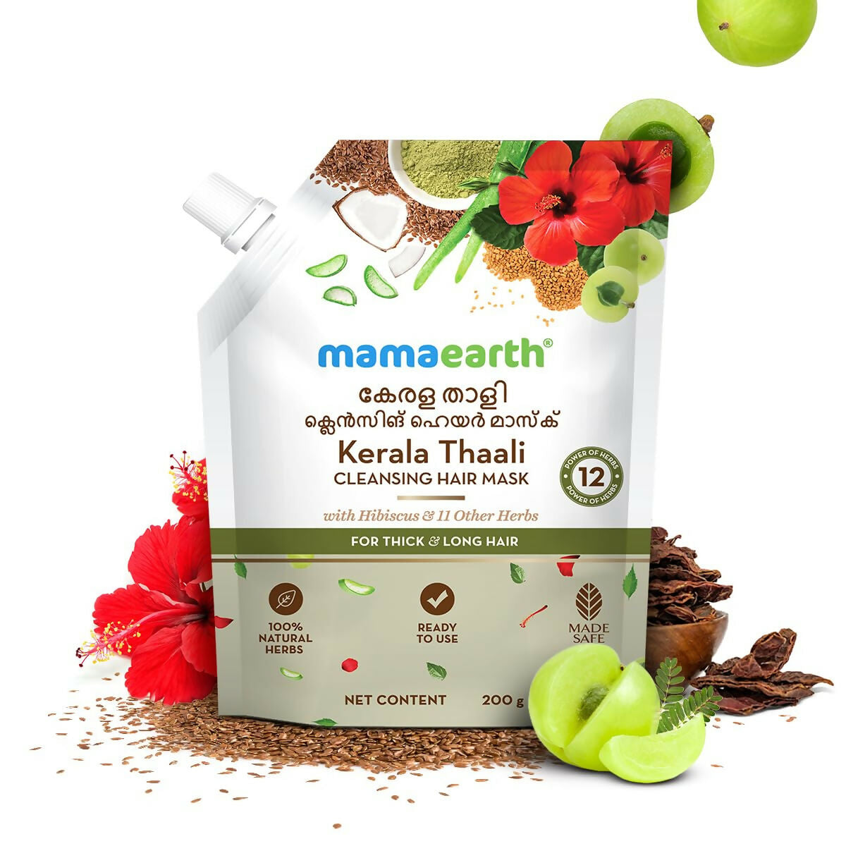 Mamaearth Kerala Thaali Cleansing Hair Mask with Power of 12 Herbs for Thick & Long Hair - Distacart