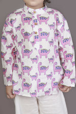 Thumbnail for Breathables Kids Boys & Girls Cotton Night Suit – Purple Dinosaur Print Kurta & Pyjama Co-Ord Set - Dista