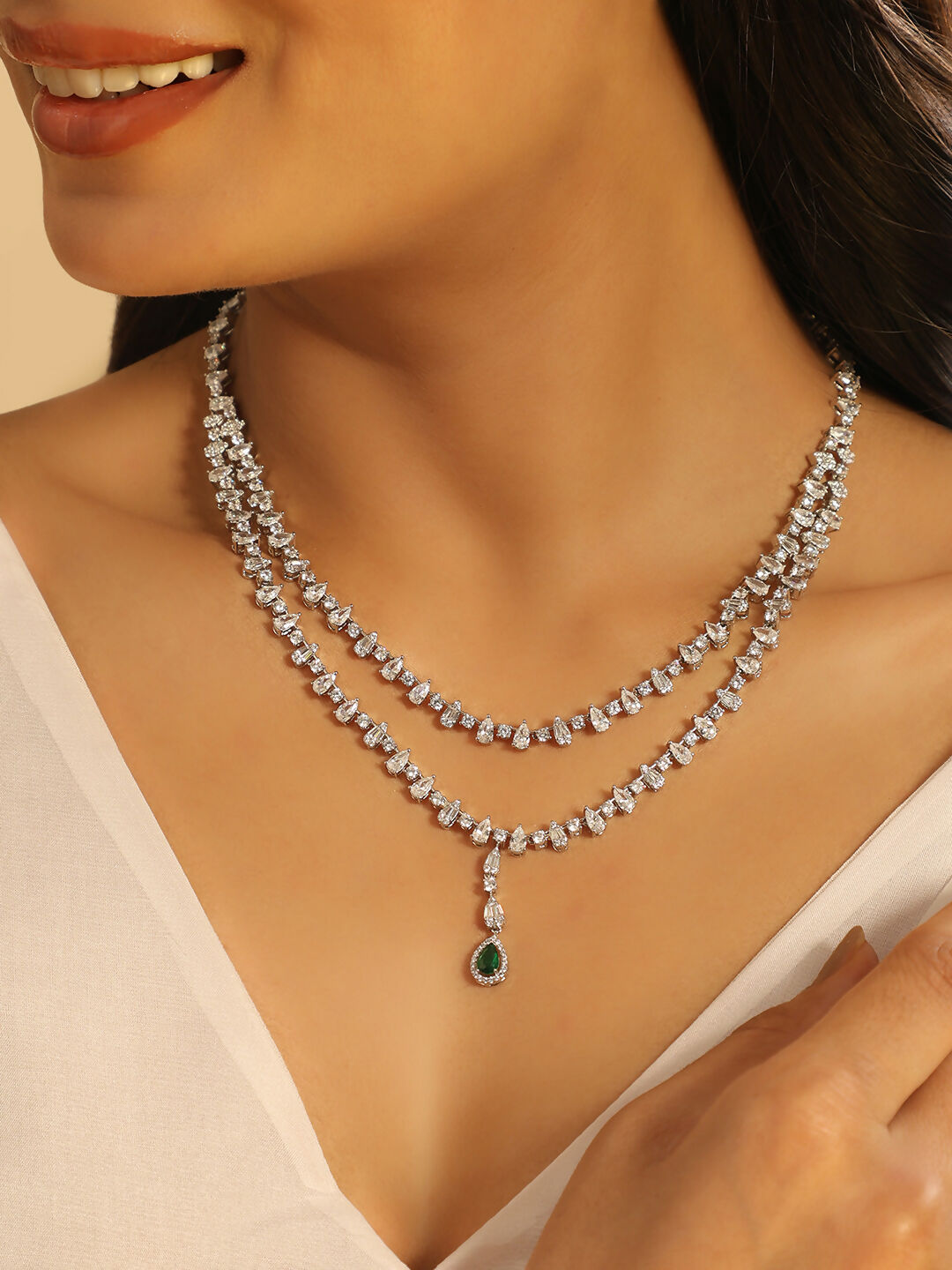 Nuyug Crystal Luster Cubic ZIrcon Necklace Set - Distacart