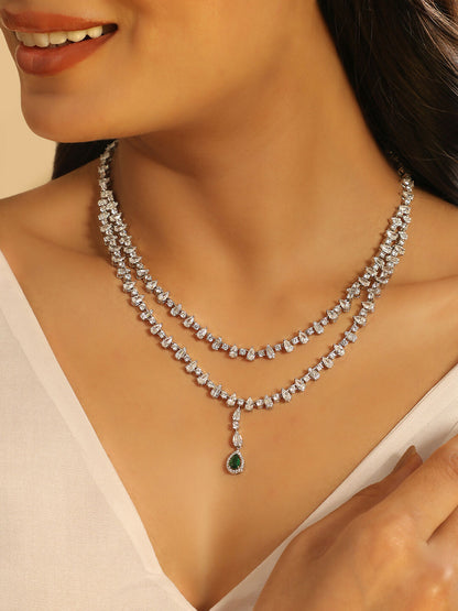 Nuyug Crystal Luster Cubic ZIrcon Necklace Set - Distacart