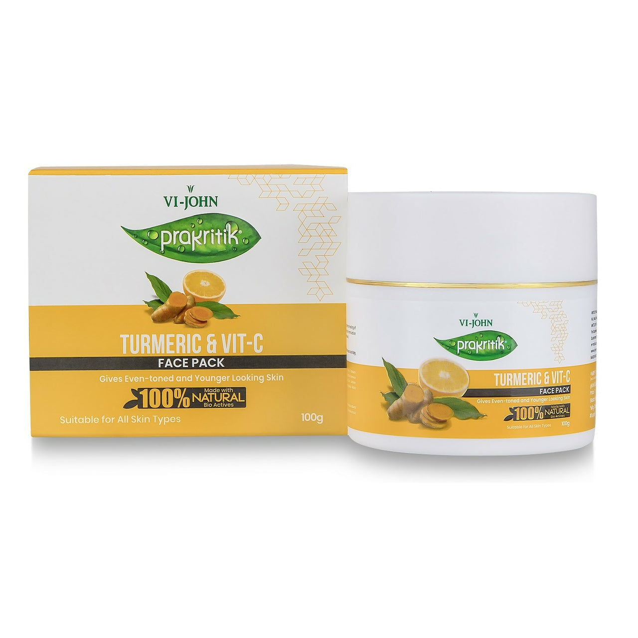 VI-JOHN Prakritik Vitamin C & Turmeric Face Pack Fades Dark Spots, 100% Natural Bio Actives - Distacart