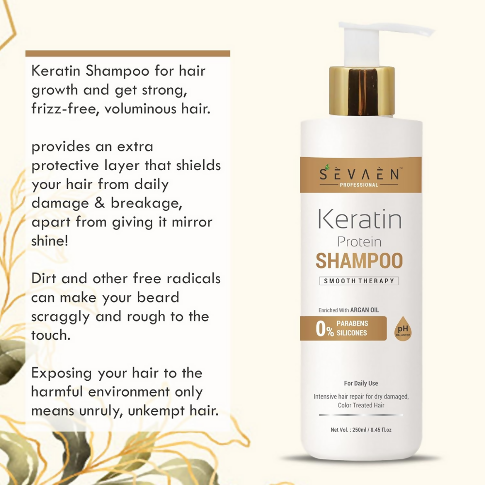 Sevaen Keratin Smooth Shampoo & Keratin Smooth Conditioner & Hair Serum - Distacart
