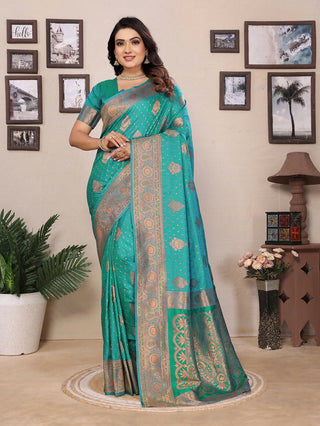 Joban Fashion Banarasi Light Green Woven Soft Silk Saree