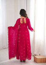 Thumbnail for Teeya Creation Rani Faux Georgette Embroidery Work Wedding Wear Gown - Distacart