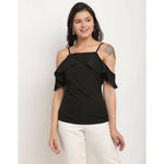 Thumbnail for Aastha Fashion Women's Black Polyester Solid Casual Top - Distacart
