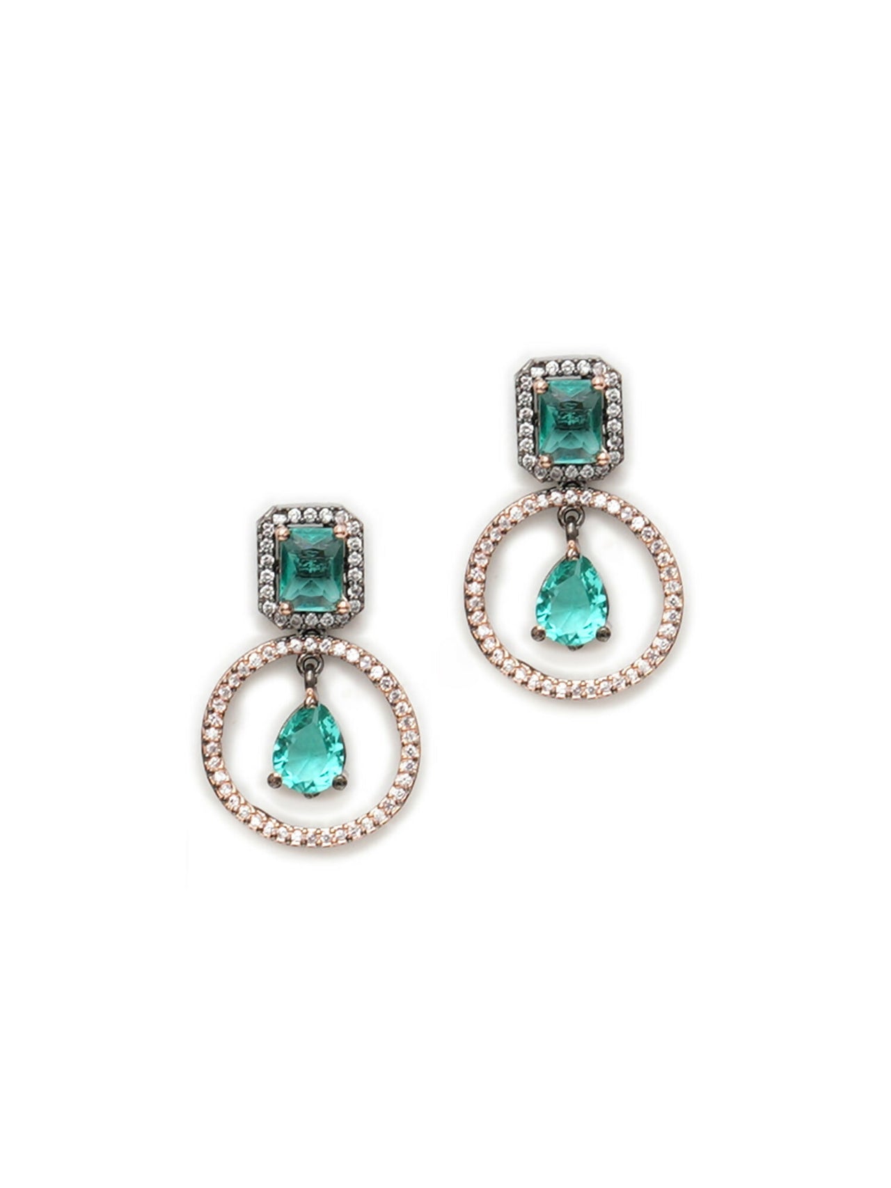 Stone kundan earrings (green) - Ruby Raang - Distacart