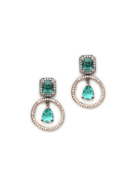 Thumbnail for Stone kundan earrings (green) - Ruby Raang - Distacart
