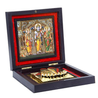 Thumbnail for AncientlRam Darbar Pocket Temple Box With Charan Paduka Square Shaped, Gold Plated - Distacart