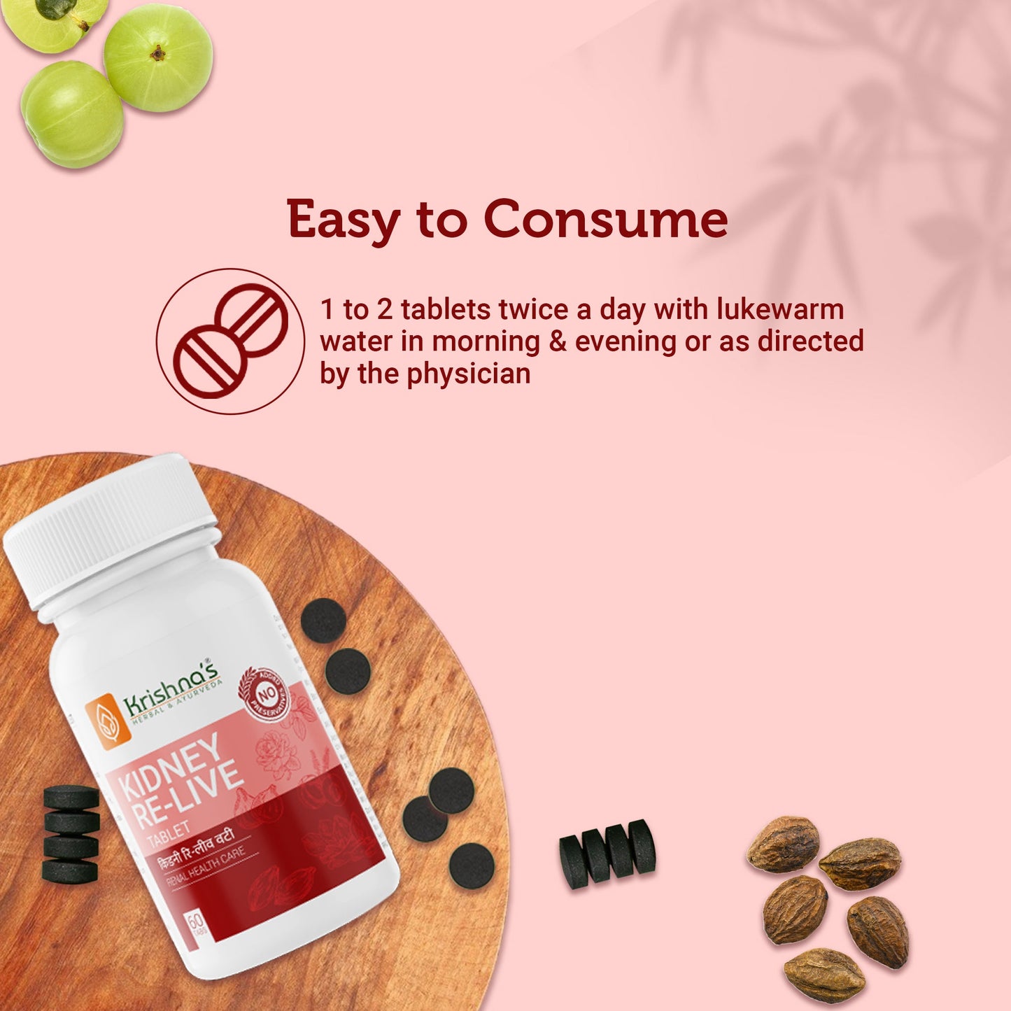 Krishna'S Herbal & Ayurveda Kidney Re-Live Tablets - Distacart