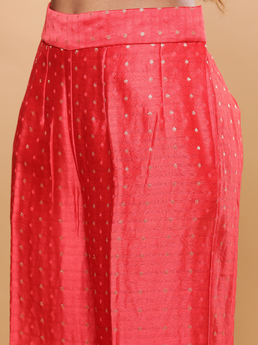 BohoJazz Nazm Embroidered Kimono Sleeves Kurta with Banarasi Pants and Dupatta - Red