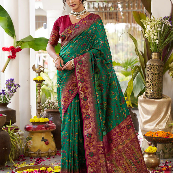 Shree Shyam Fashion Green Soft Silk Saree - Distacart