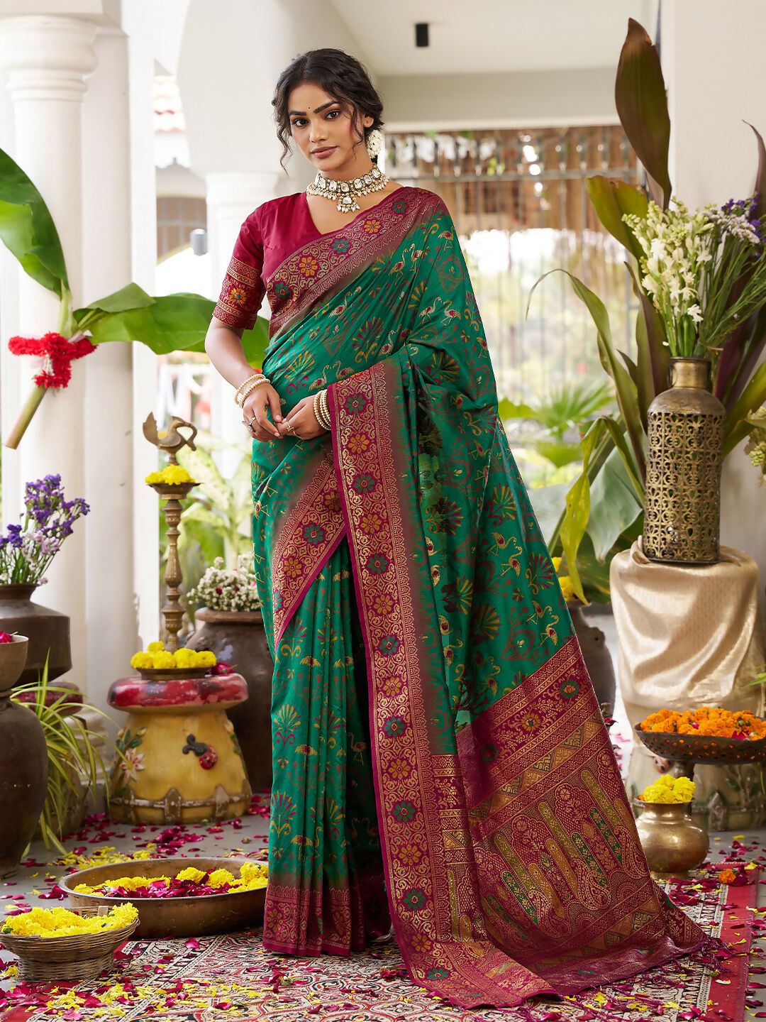 Astita Green Soft Silk Saree - Distacart