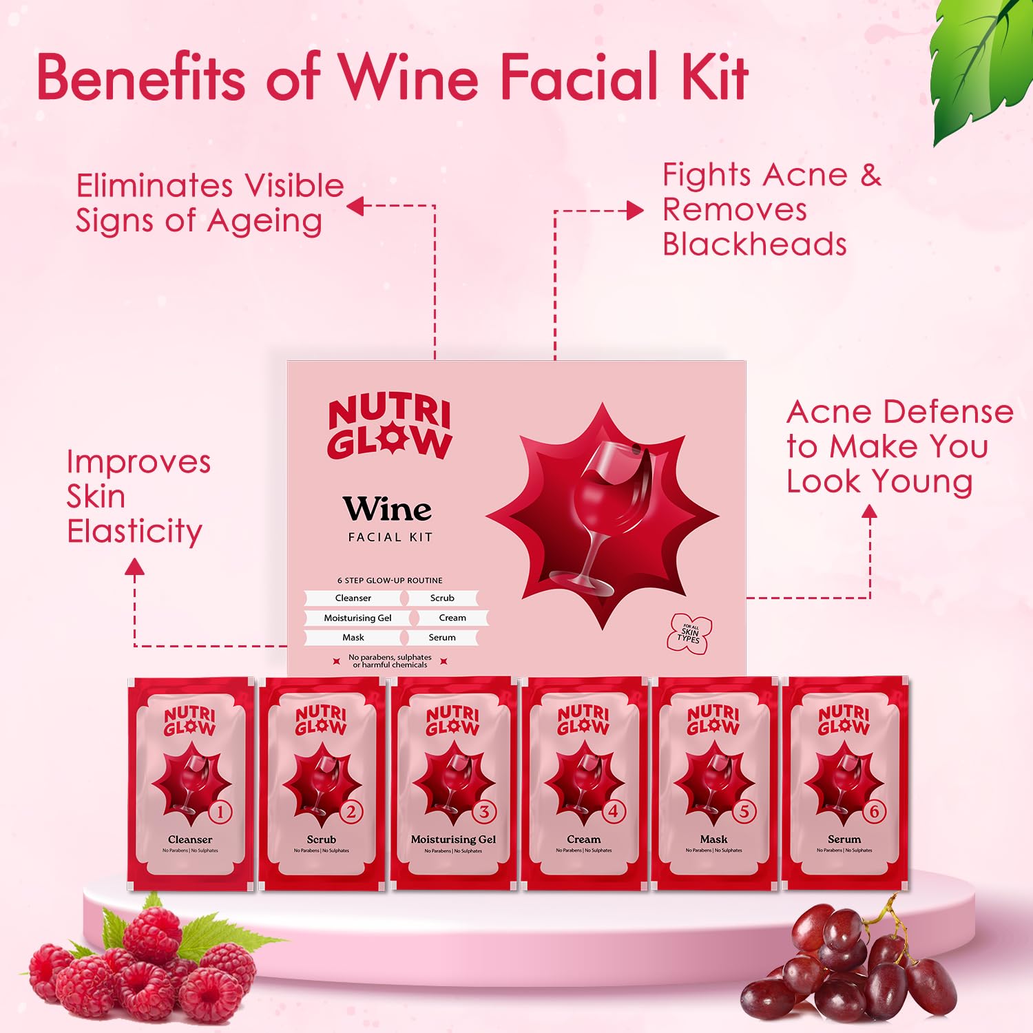 NutriGlow NATURAL'S Advanced Pro Formula Wine Facial Cleanup Kit