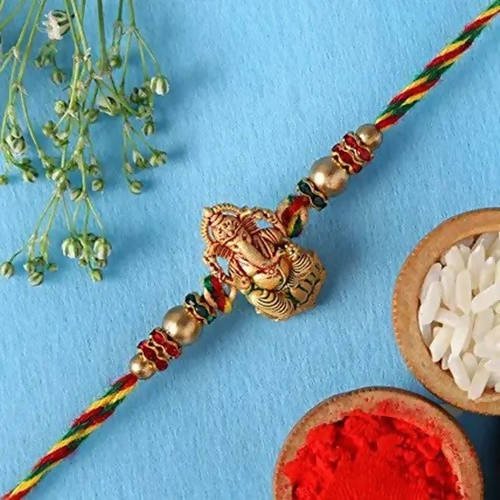 Authentic Design Ganesha Rakhi & Cashew Jar - Distacart