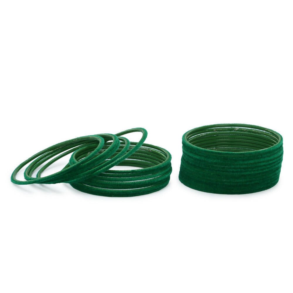 Afast Designer Fancy Party Velvet Bangle/ Kada Set, Green, Metal, Pack Of 48 - Distacart
